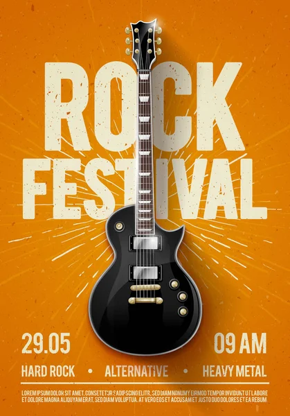 Ilustración Vectorial Festival Rock Naranja Fiesta Folleto Plantilla Posterdesign Con — Vector de stock