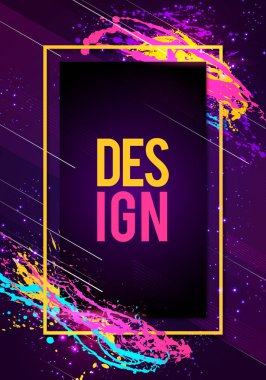 Vektör çizim dinamik futuristik modern el ilanı ya da soyut şekiller ve metin için yer parti çerçeve sanat tasarım