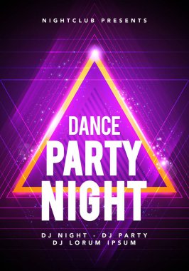 Vektör çizim dans partisi poster arka plan şablonu kızdırma, çizgiler, vurgulamak ve pembe ve mavi renklerde modern geometrik şekiller ile. Müzik olay el ilanı ya da soyut afiş