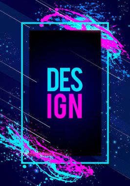 Vektör çizim dinamik futuristik modern el ilanı ya da soyut şekiller ve metin için yer parti çerçeve sanat tasarım