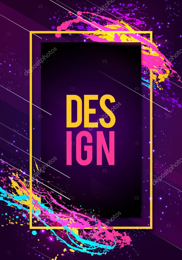 Vector Illustration dynamic futuristic modern flyer or party frame art design with abstract shapes and space for text