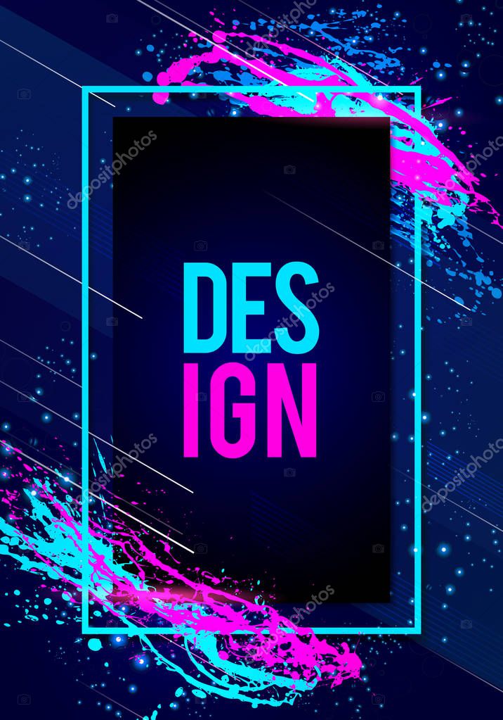 Vector Illustration dynamic futuristic modern flyer or party frame art design with abstract shapes and space for text