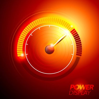 vector illustration red abstract car fuel power speedometer pushing to limit with cool engery glow effects. clipart