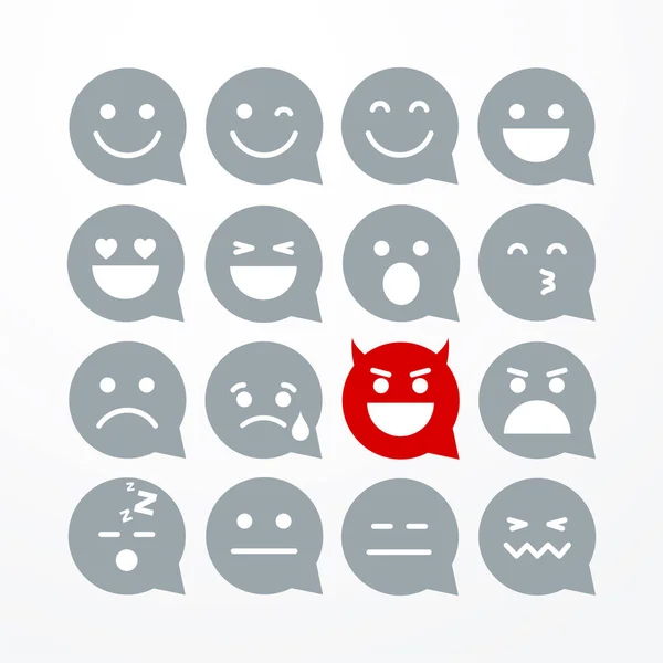 Vektor Illustration Abstrakt Isolerade Rolig Platta Stil Emoji Uttryckssymbol Pratbubblan — Stock vektor