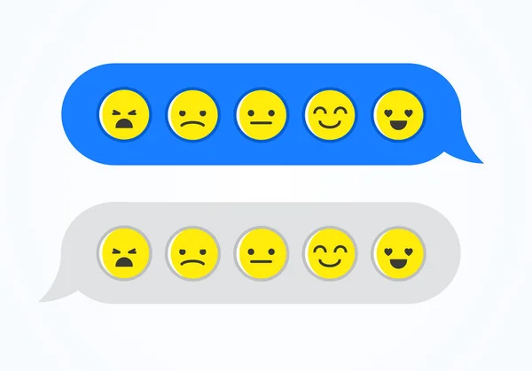 Vector Εικονογράφηση Ανατροφοδότηση Φατσούλα Emoji Εικονίδιο Smiley Φυσαλίδες Συνομιλίας — Διανυσματικό Αρχείο