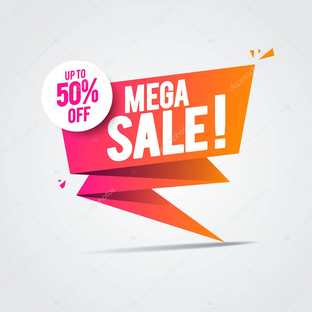 Vector illustration limited big offer mega sale banner, special offer, discounts, 50 off