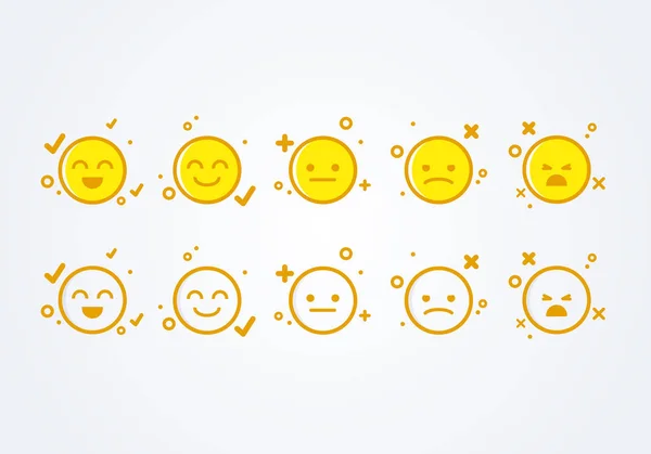 Vektor Illustration User Experience Feedback Konzept Verschiedene Stimmung Smiley Emoticons — Stockvektor