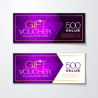 Vektör çizim, hediye çeki şablon temiz ve modern sigorta primi desenli