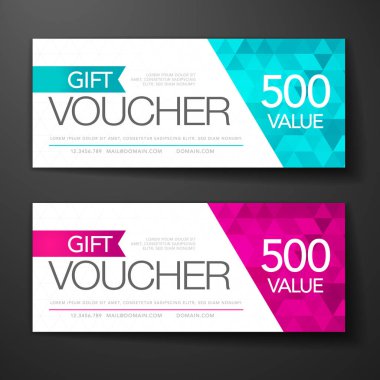 Vektör çizim, hediye çeki şablon temiz ve modern sigorta primi desenli