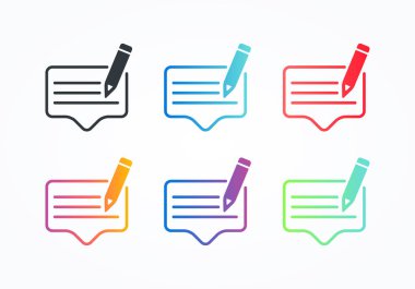 Vektör çizim geribildirim Icon set collection beyaz zemin üzerine yazma renkli. Web öğesi