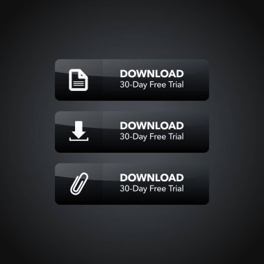 Vektör çizimi web öğesi download kutsal kişilerin resmi düğme siyah arka plan üzerine koleksiyonu ayarla. 