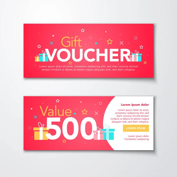 Vector Illustration Red Gift Voucher Template Clean Modern Pattern — Stock Vector