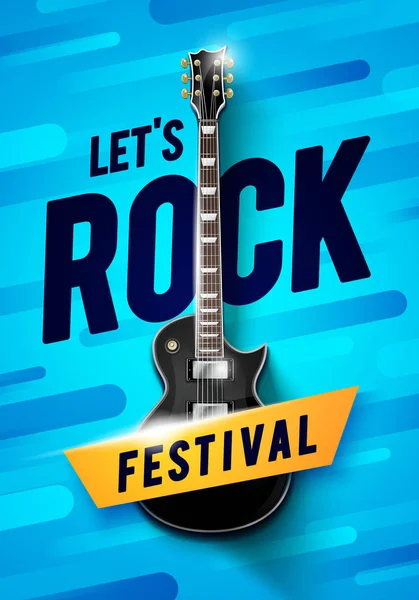 Векторная Иллюстрация Blue Rock Festival Concert Flyer Poster Design Template — стоковый вектор