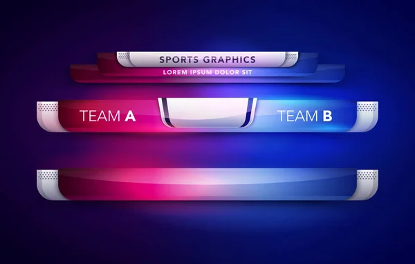 Vector Illustration Scoreboard Team Team Broadcast Graphic Lower Thirds Template — Stock Vector