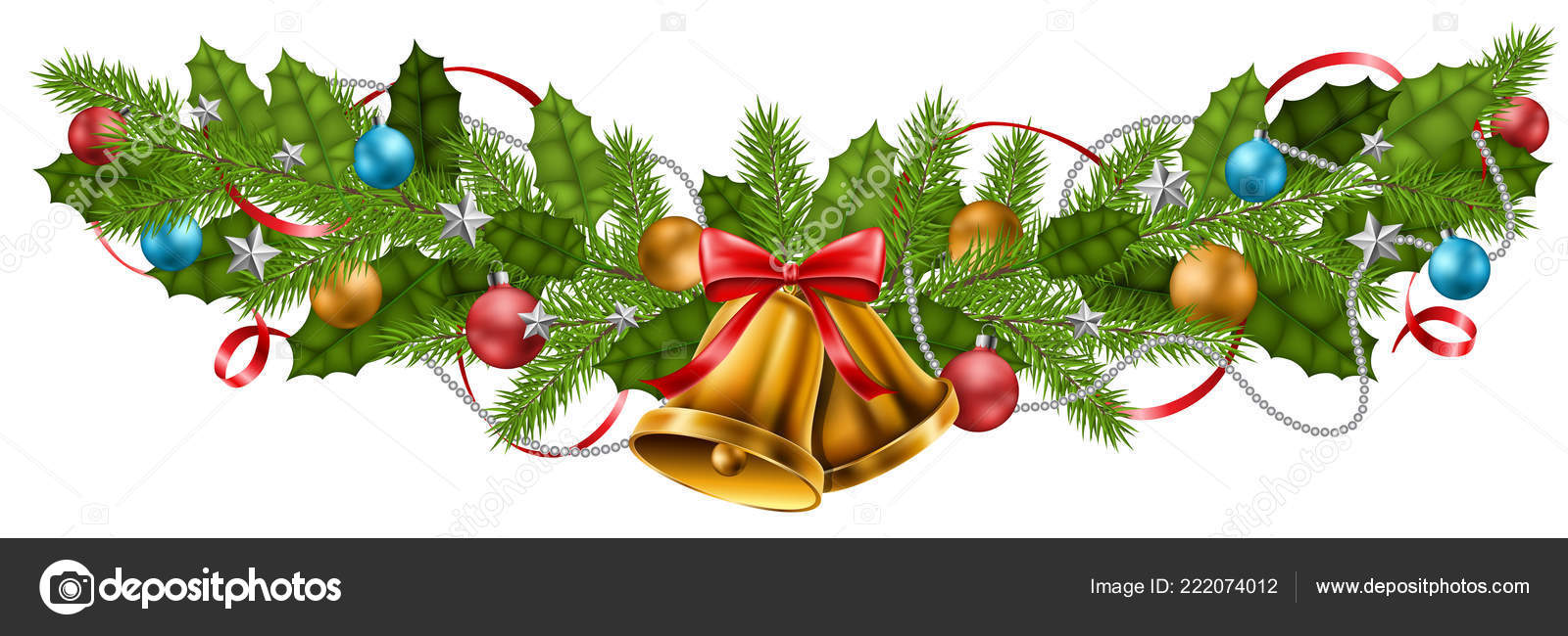 Image vectorielle Bannière Décoration Guirlande Noël Avec Branches Pin  Feuille Houx Baies par ©schondrienn.gmail.com - 222074012, image size:1600x650