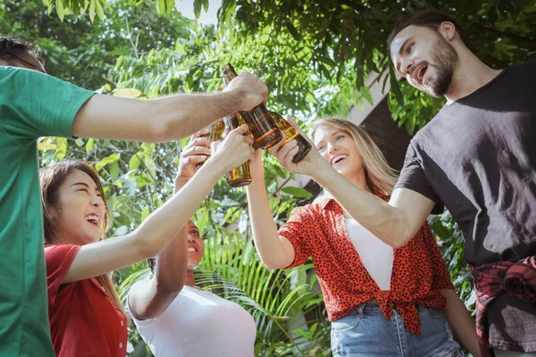 Cheers, Group of people cheering with beer