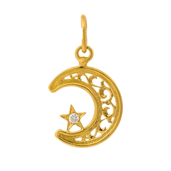 Złota Biżuteria Złoty Wisior Cyrkonią — Zdjęcie stockowe
