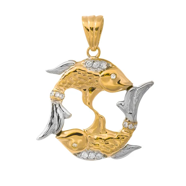 Złota Biżuteria Złoty Wisior Cyrkonią — Zdjęcie stockowe