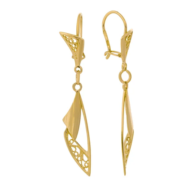 Earrings Made Gold Diamonds Cubic Zirconia Emeralds Precious Stones — Stock Photo, Image