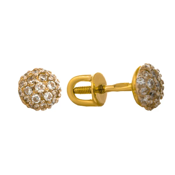 Pendientes Oro Con Diamantes Circonitas Cúbicas Esmeraldas Piedras Preciosas — Foto de Stock