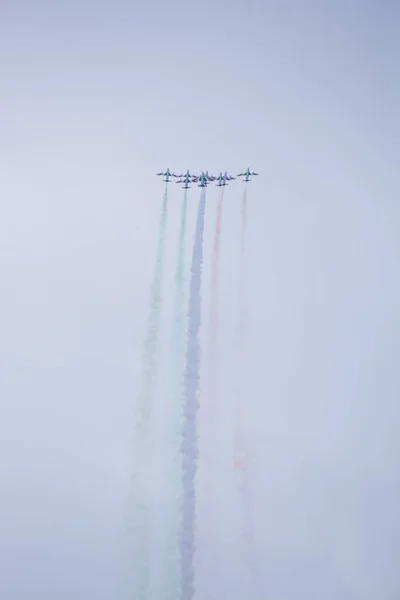 Radom Polonia Agosto 2018 Grupo Aviones Vuela Durante Espectáculo Aéreo —  Fotos de Stock