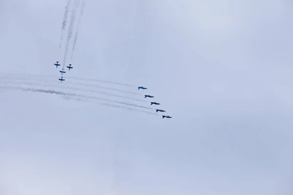 Radom Polonia Agosto 2018 Grupo Aviones Vuela Durante Espectáculo Aéreo —  Fotos de Stock