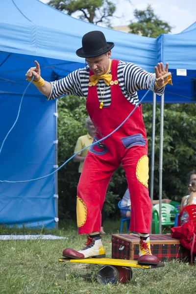 Warsaw Poland June Clown Outdoor Performance Kids Day June 2018 — Stock Photo, Image