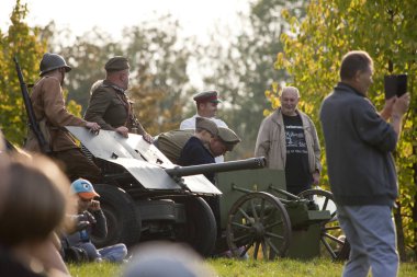 Varşova, Polonya, 15 Eylül: Askerler üzerinde Dünya Savaşı, Varşova, Polonya ikinci savaş inscenisation 15 Eylül 2018.