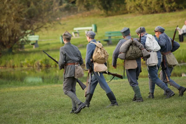 Varsó Lengyelország Szeptember Katonák Világháború Második Csata Inscenisation 2018 Szeptember — Stock Fotó