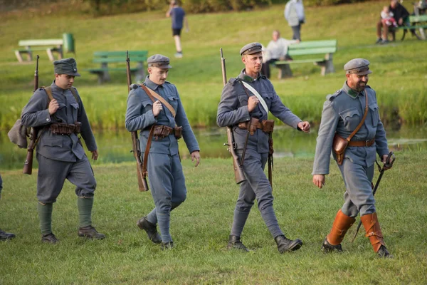 Varsó Lengyelország Szeptember Katonák Világháború Második Csata Inscenisation 2018 Szeptember — Stock Fotó