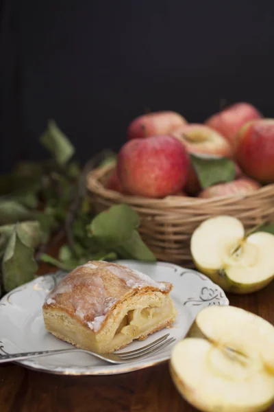 Tarta Manzana Manzanas Orgánicas Pedazo Tarta — Foto de Stock