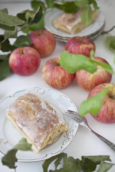 Appeltaart Biologische Appels Een Fluitje Van Een Cent — Stockfoto