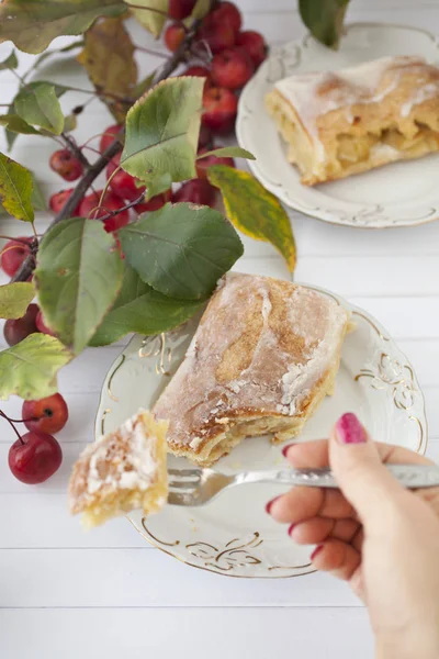 elmalı turta - organik elma ve bir parça kek