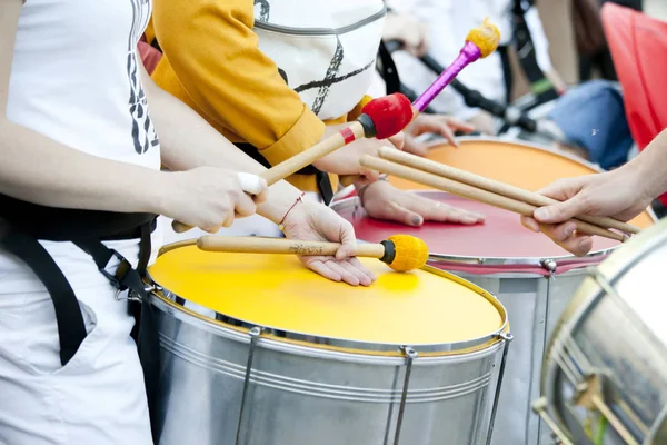 Varsavia Maggio 2019 Musicisti Che Suonano Alla Batteria Durante Una — Foto Stock