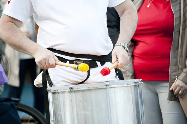 Warsaw May 2019 Musicians Playing Drums Street Parade May 2019 — Stock Photo, Image
