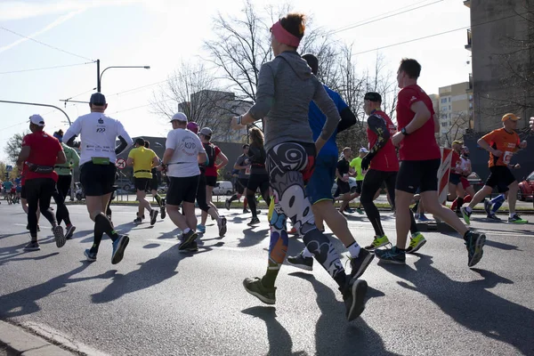 Warsaw Polonia Aprile Corridori Durante Maratona Città Aprile 2019 Varsavia — Foto Stock