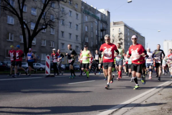 Warsaw Pologne Avril Coureurs Lors Marathon Dans Ville Avril 2019 — Photo