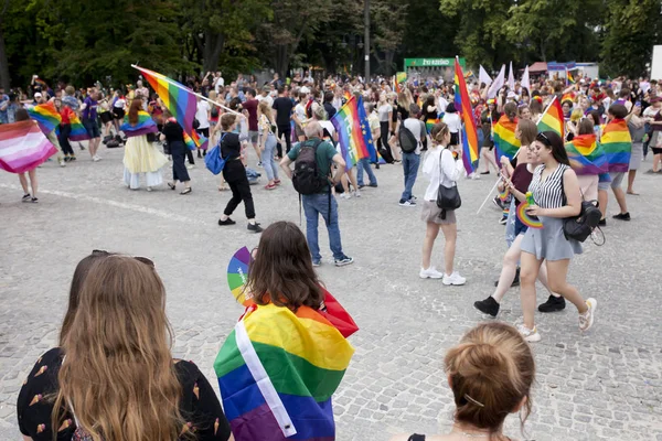 Varšava Polsko Července Lidé Během Přehlídce Rovnosti Července 2019 Varšavě — Stock fotografie