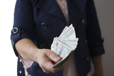 Varşova, 3 Ağustos 2019,- 3 Ağustos 2019'da Varşova, Polonya'da bir grup Polonya banknotunun yakın çekimi