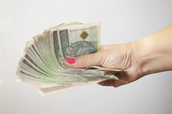 Warsaw, August 3, 2019,- close-up of a batch of polish banknotes Zloty on August 3, 2019 in Warsaw, Poland