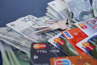 Varşova, 3 Ağustos 2019,- 3 Ağustos 2019'da Varşova, Polonya'da bir grup Polonya banknotunun yakın çekimi