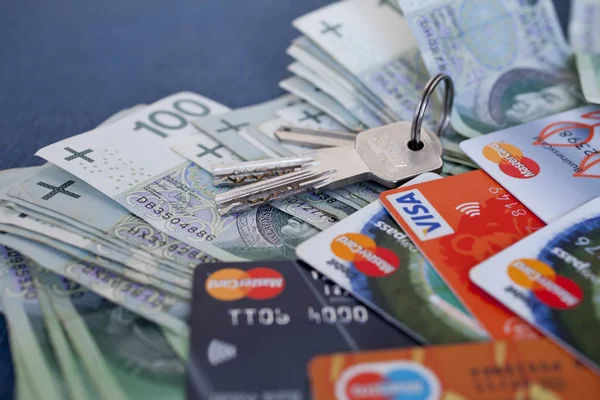 Varşova, 3 Ağustos 2019,- 3 Ağustos 2019'da Varşova, Polonya'da bir grup Polonya banknotunun yakın çekimi