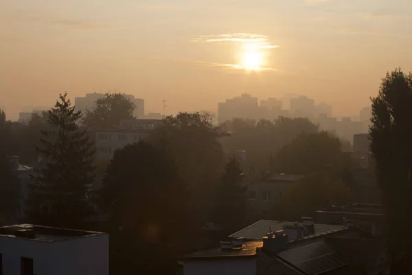 Smog Autumn Time Warsaw Poland — Stock Photo, Image