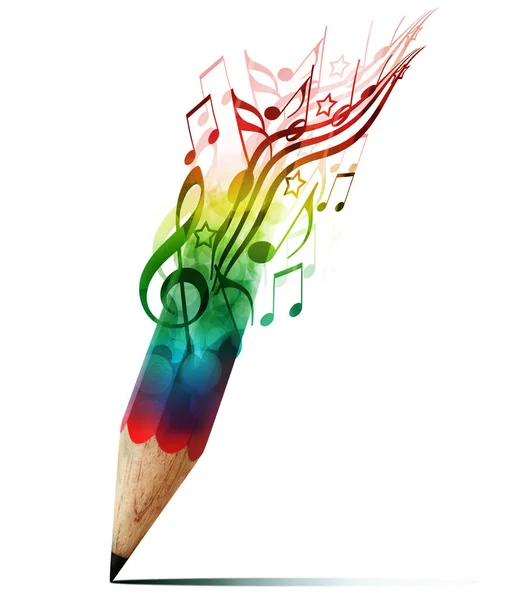 Crayon Créatif Avec Des Notes Musique Objet Isolé Sur Fond — Photo