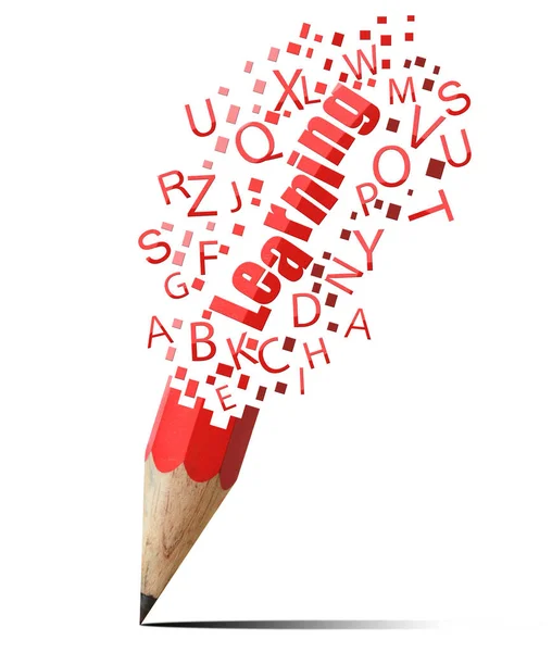 Creative Pencil Red Learning Object Isolated White Background — Stock Photo, Image
