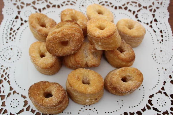 Домашні Пончики Приготовані Столі Сніданок — стокове фото