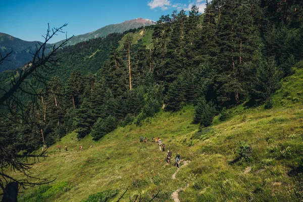 Urlaubstouristen Den Bergen — Stockfoto