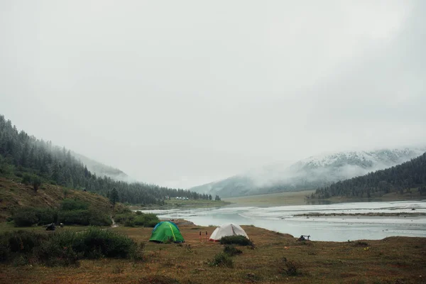 rest highly in mountains in tents