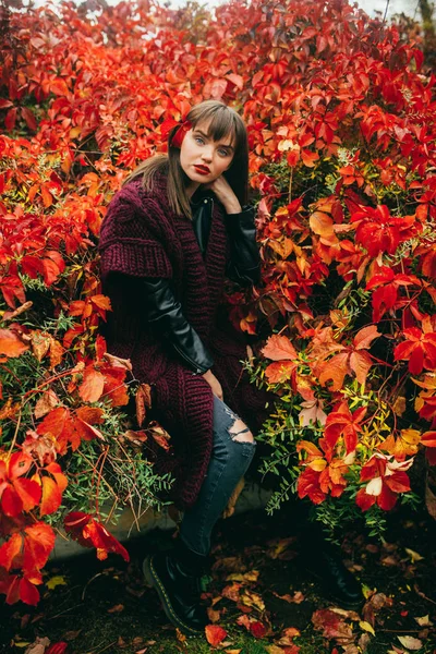 Hermosa Chica Feliz Otoño — Foto de Stock