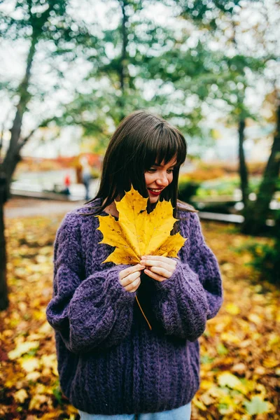 Herfst Meisje Het Park — Stockfoto